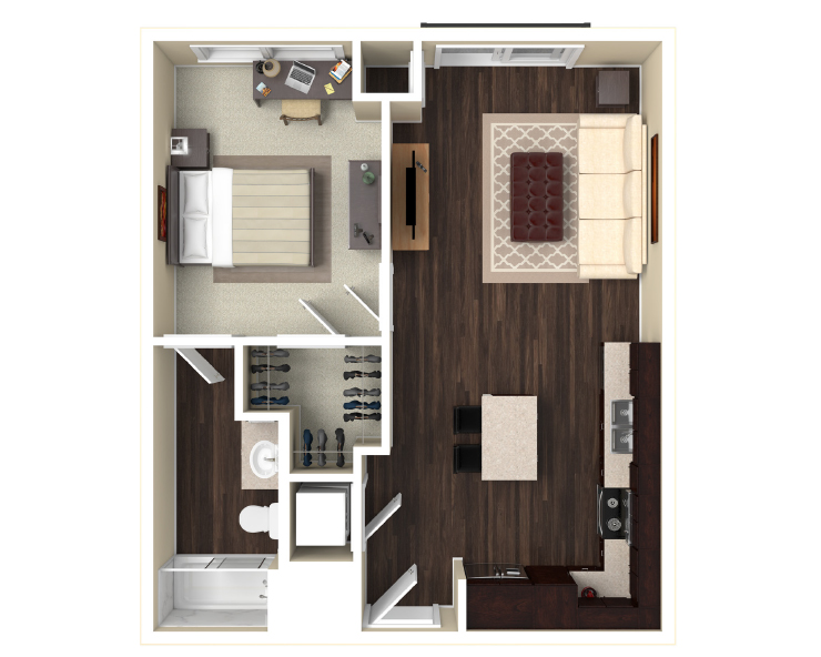 1BR - A2 Floor plan