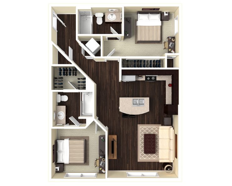 2BR - B2 Floor plan